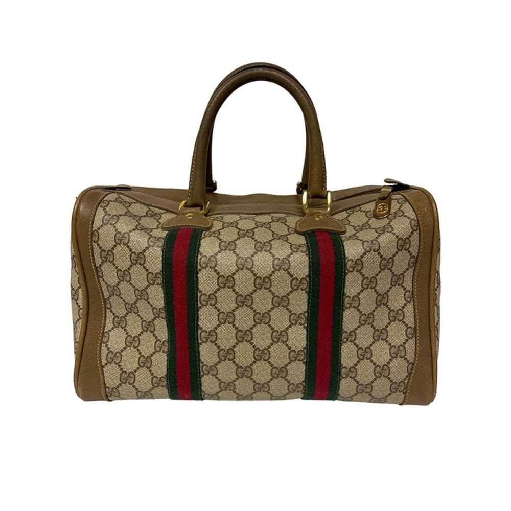 Vintage Gucci Boston Bag Logo Pattern Brown PVC B… - image 1