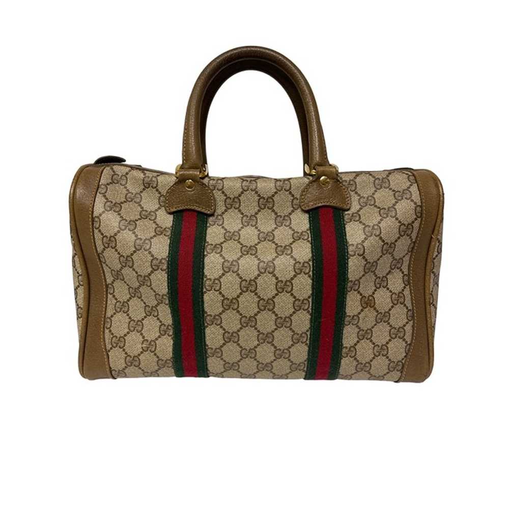 Vintage Gucci Boston Bag Logo Pattern Brown PVC B… - image 3