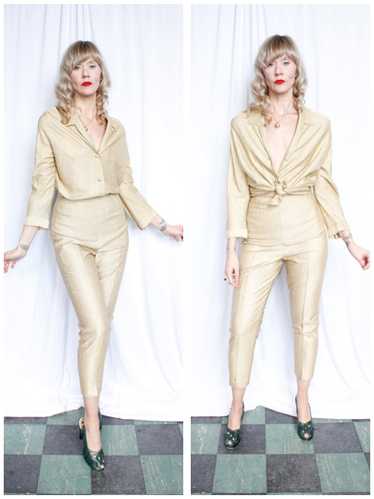 1960s Koret of California Gold Lurex Pant Suit - S