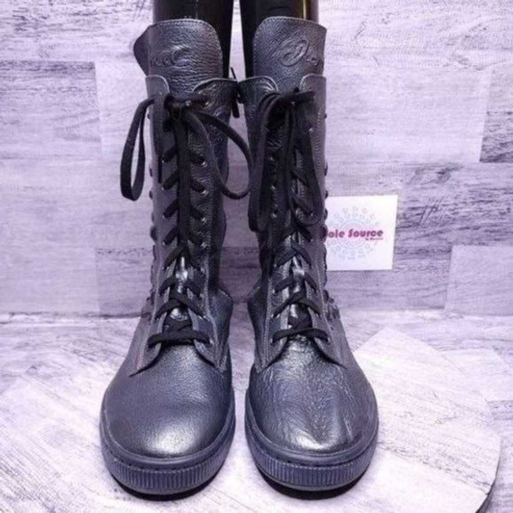 Diesel Black Rebel Jeweled Mid Shaft Leather Boot… - image 2