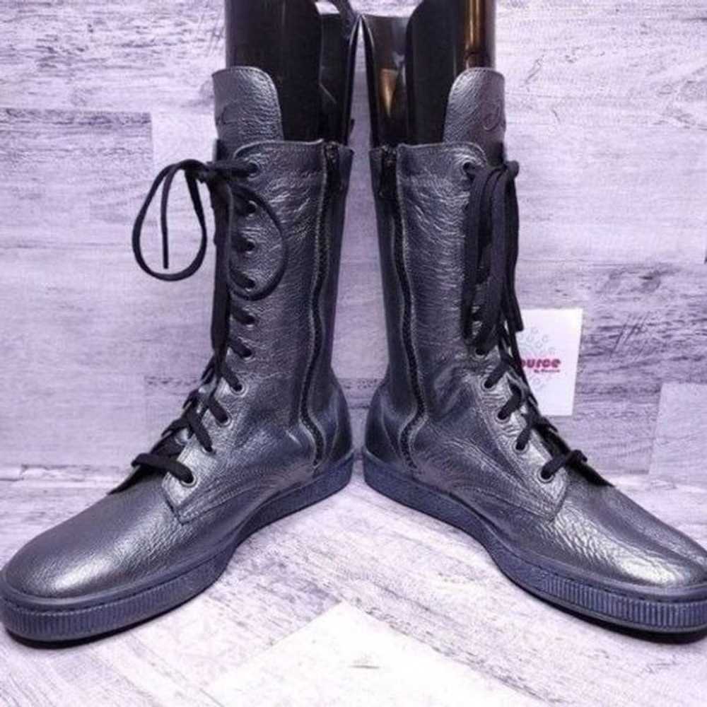 Diesel Black Rebel Jeweled Mid Shaft Leather Boot… - image 5