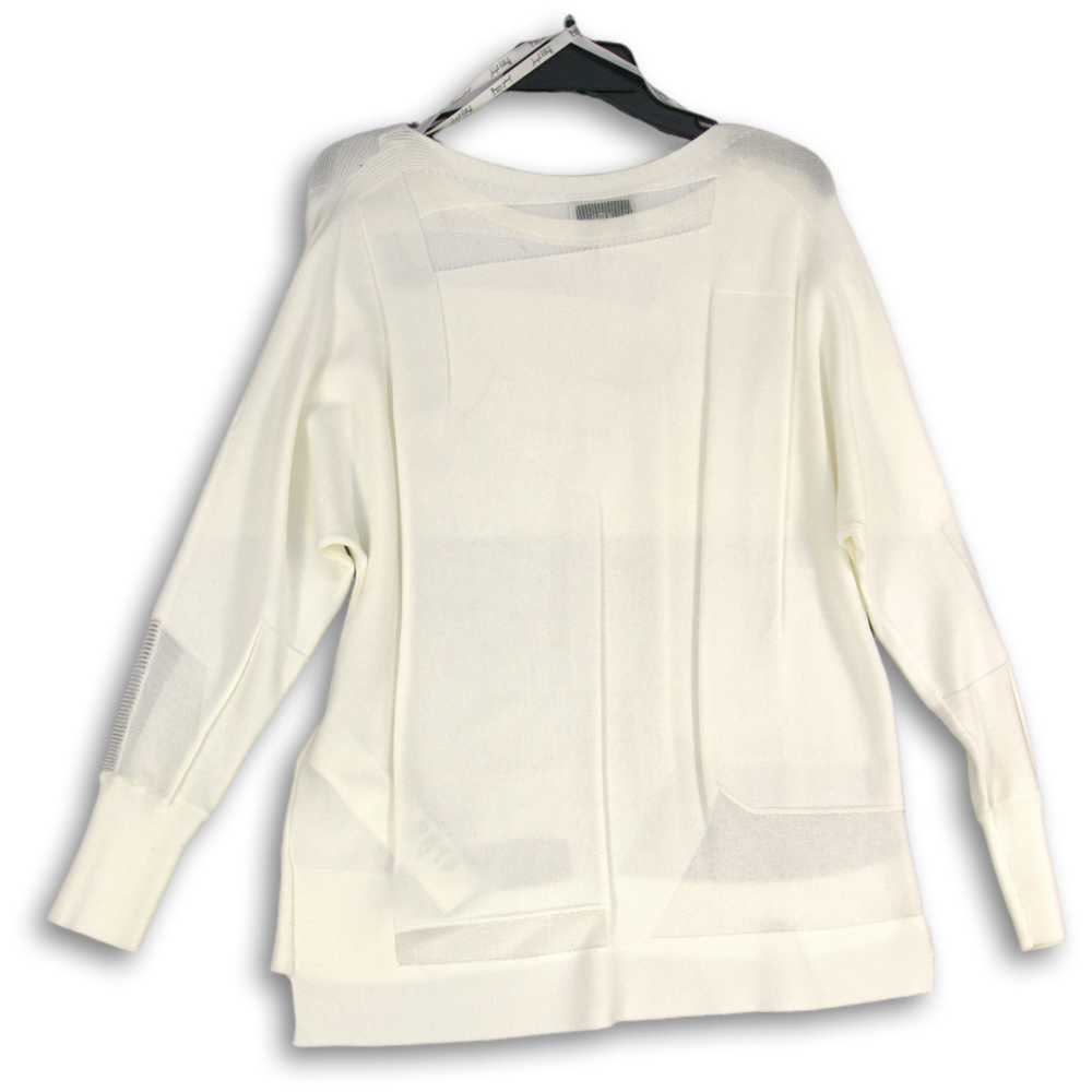 Womens White Long Sleeve Knitted Sheer Pullover B… - image 1