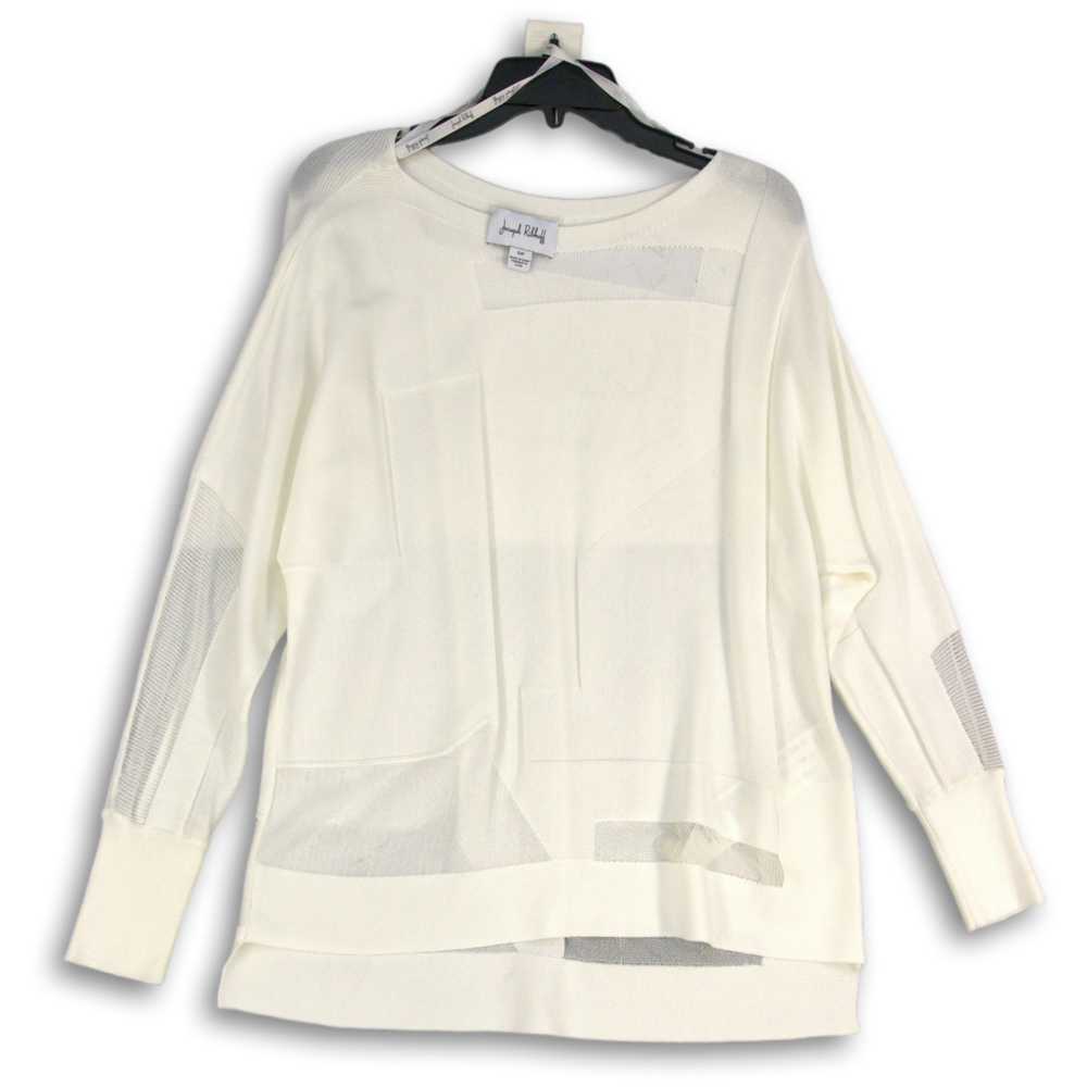 Womens White Long Sleeve Knitted Sheer Pullover B… - image 2