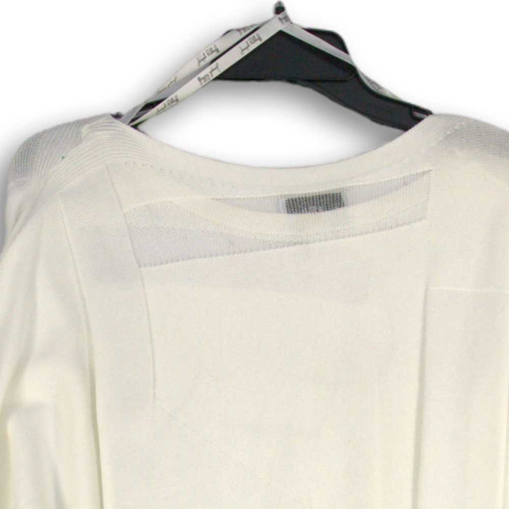 Womens White Long Sleeve Knitted Sheer Pullover B… - image 3