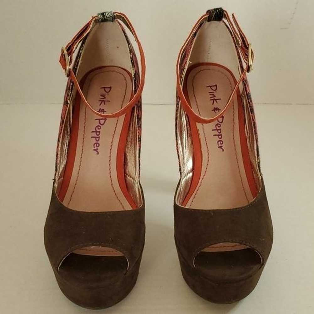 Pink & Pepper Platform Heels Stilettos Shoes Peep… - image 9