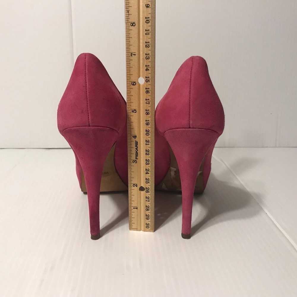 BARNEYS New York magenta suede platform heels pee… - image 6