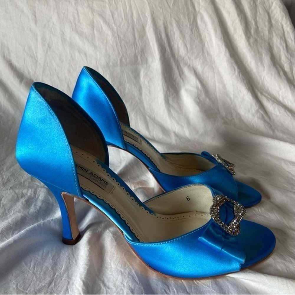 Benjamin Adams London Blue Dyed Duchesse Silk Hee… - image 10