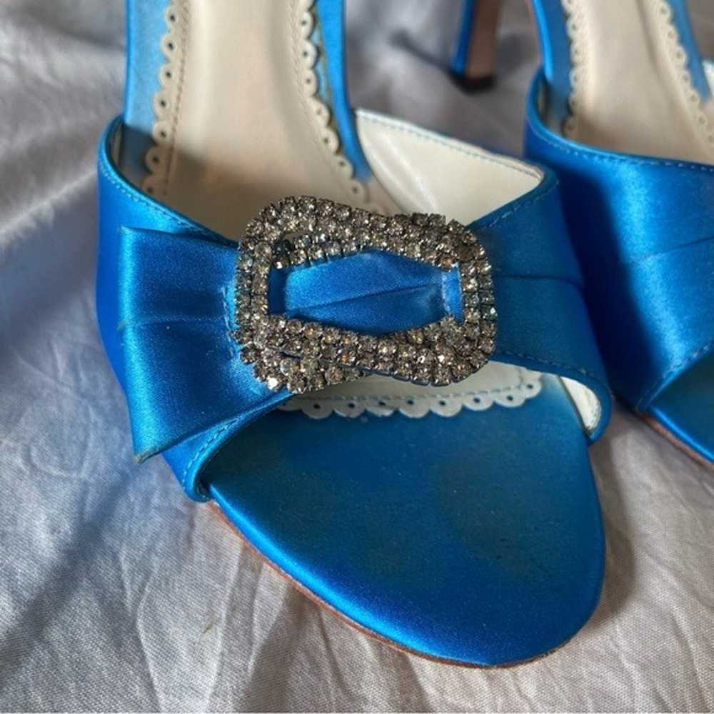 Benjamin Adams London Blue Dyed Duchesse Silk Hee… - image 11