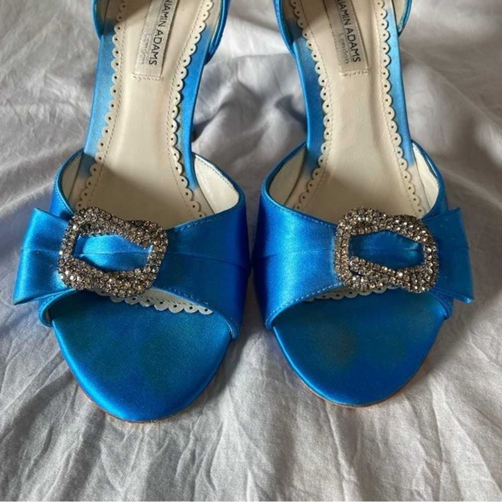 Benjamin Adams London Blue Dyed Duchesse Silk Hee… - image 12