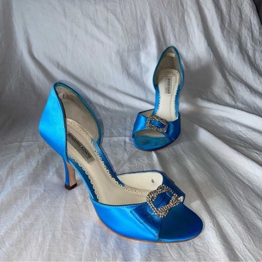 Benjamin Adams London Blue Dyed Duchesse Silk Hee… - image 1
