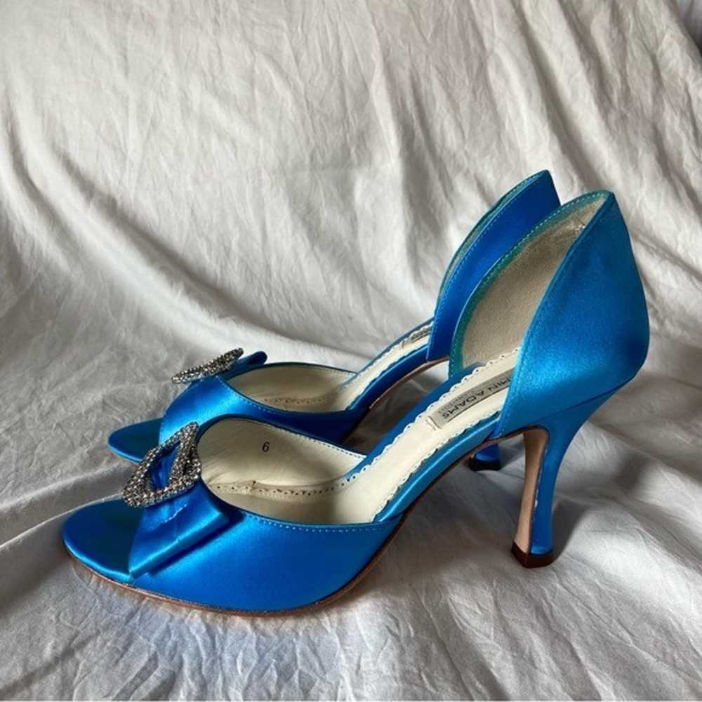 Benjamin Adams London Blue Dyed Duchesse Silk Hee… - image 8