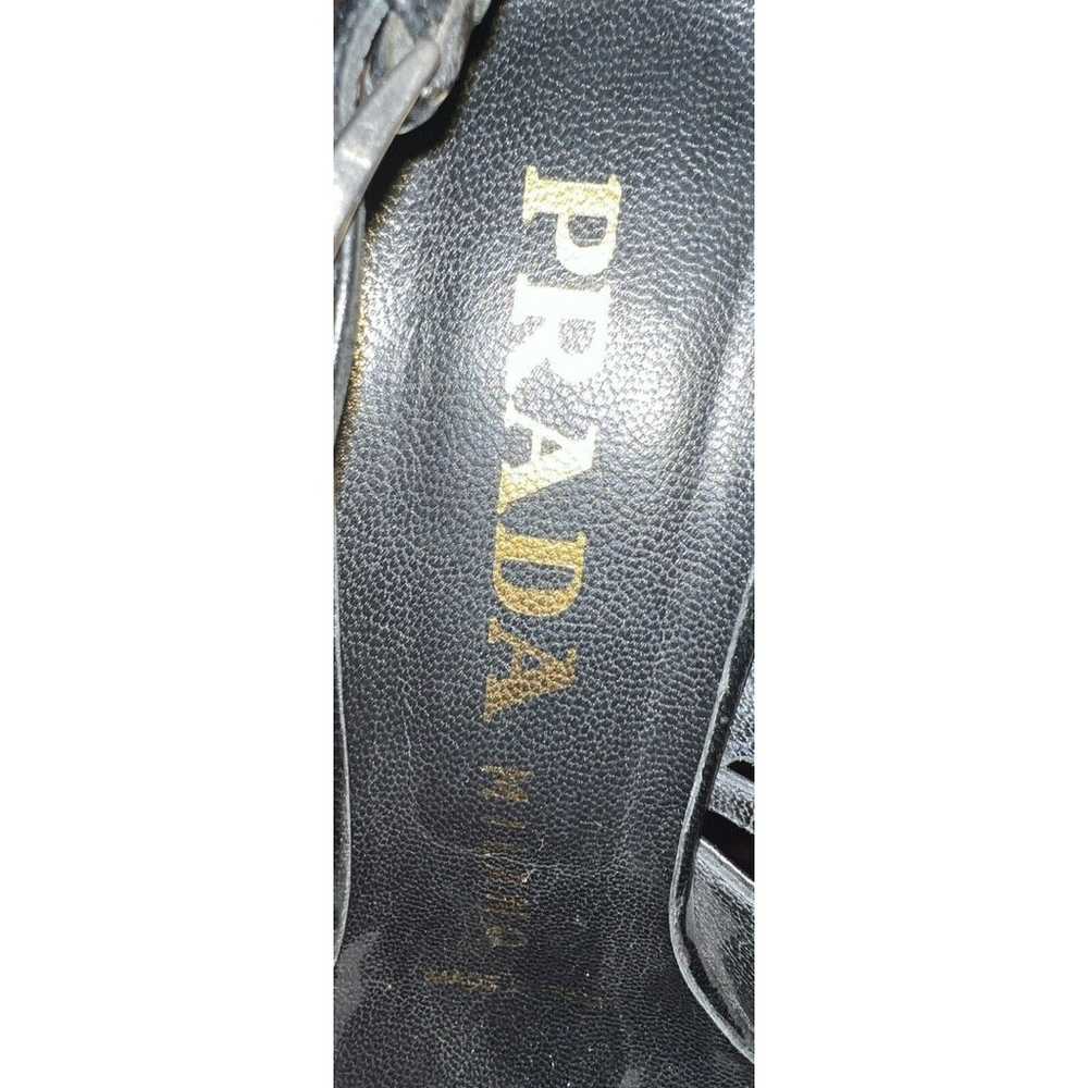 VTG Prada Vero Cuoio Slingback Black 2 ” Heel Lea… - image 7