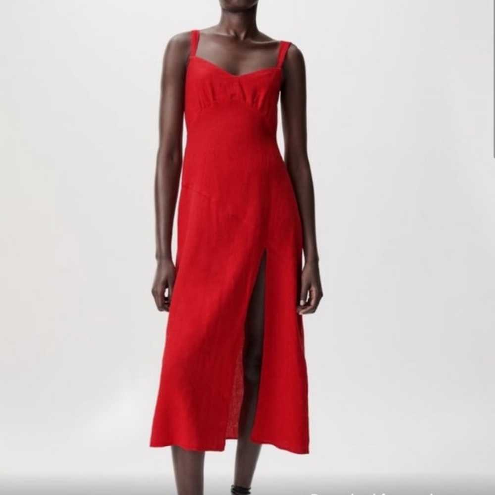 Zara Linen Blend Midi Dress Side Slit Midi Length… - image 10