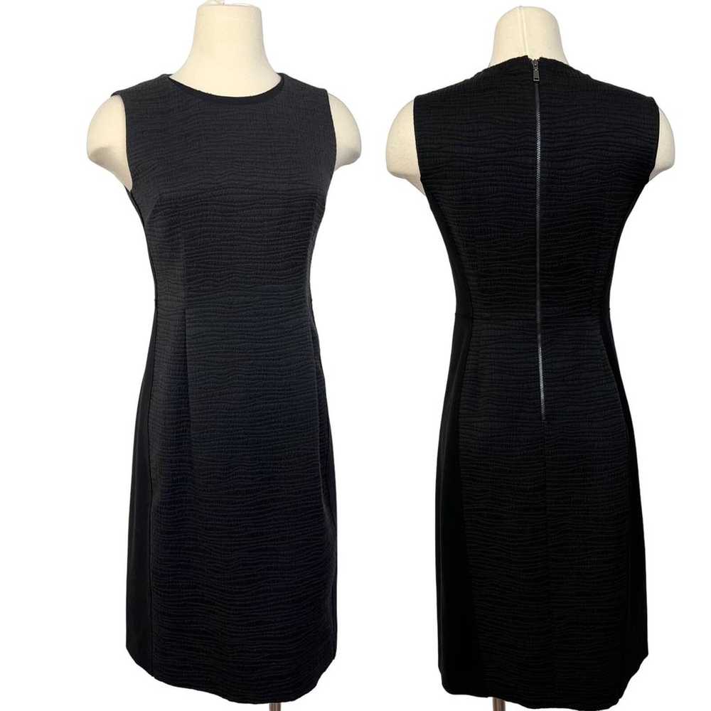 Tahari Textured Black Sleeveless Sheath Dress Cot… - image 1