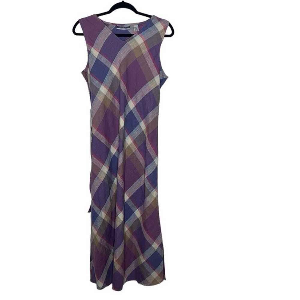 Amanda Smith linen sleeveless vintage midi dress … - image 1