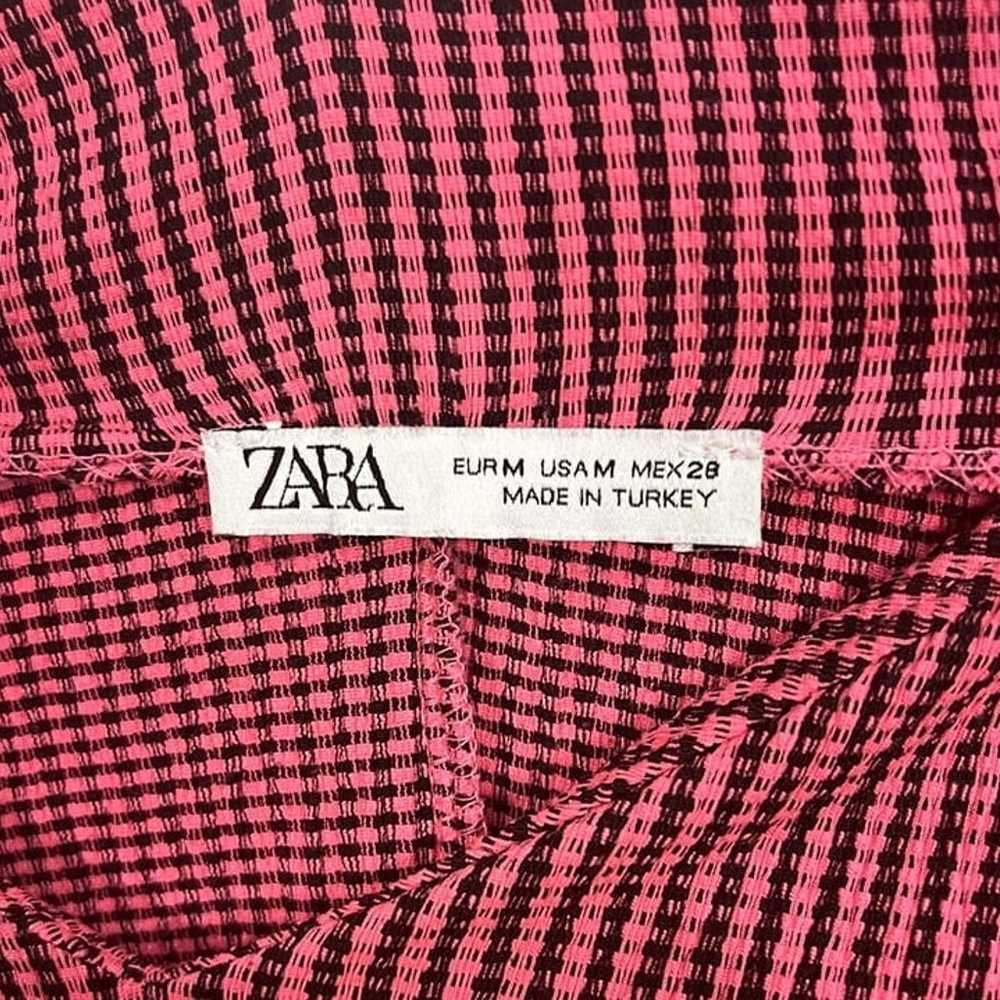 Zara Hot Pink Black Checkered V Neck Spaghetti St… - image 2