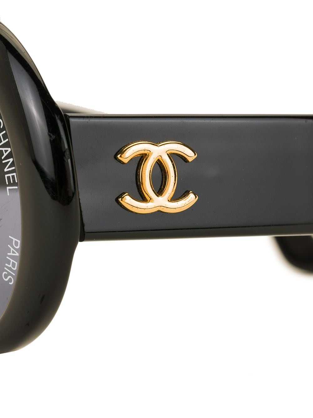 CHANEL Pre-Owned 1990s CC round sunglasses - Black - image 3