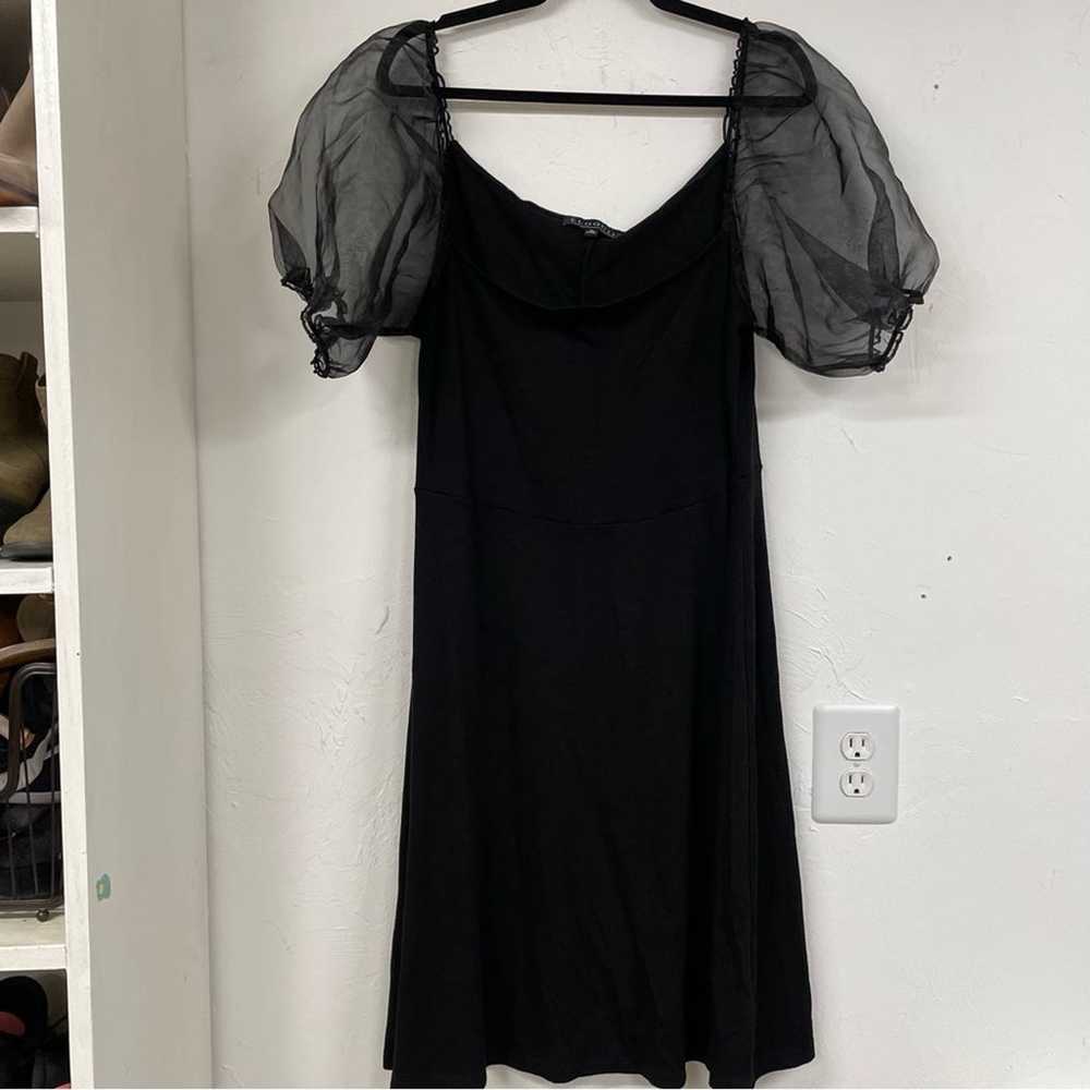 Eloquii Black Fit & Flare Mini Dress Sheer Puff S… - image 1