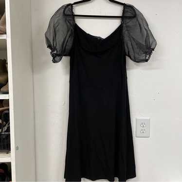 Eloquii Black Fit & Flare Mini Dress Sheer Puff S… - image 1