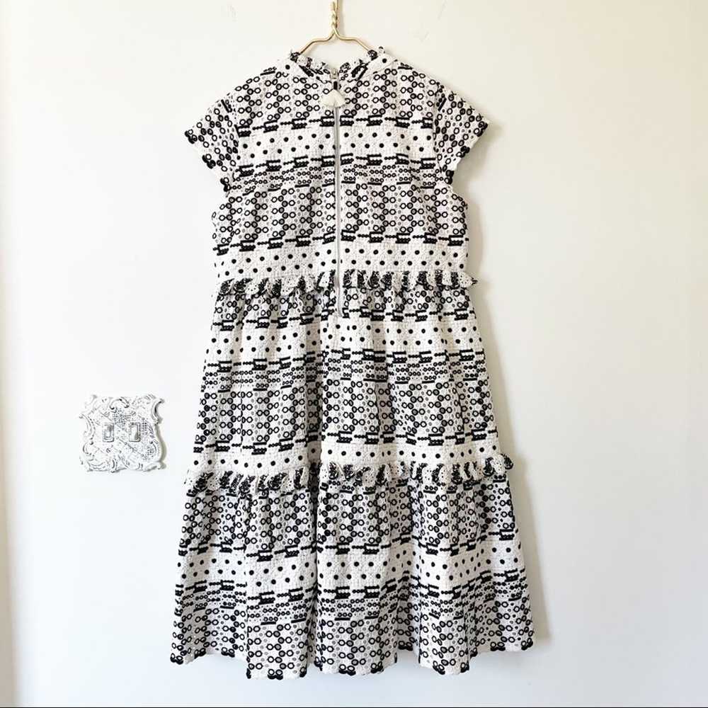 Black and White Daisy Eyelet Tiered Maternity Dre… - image 9