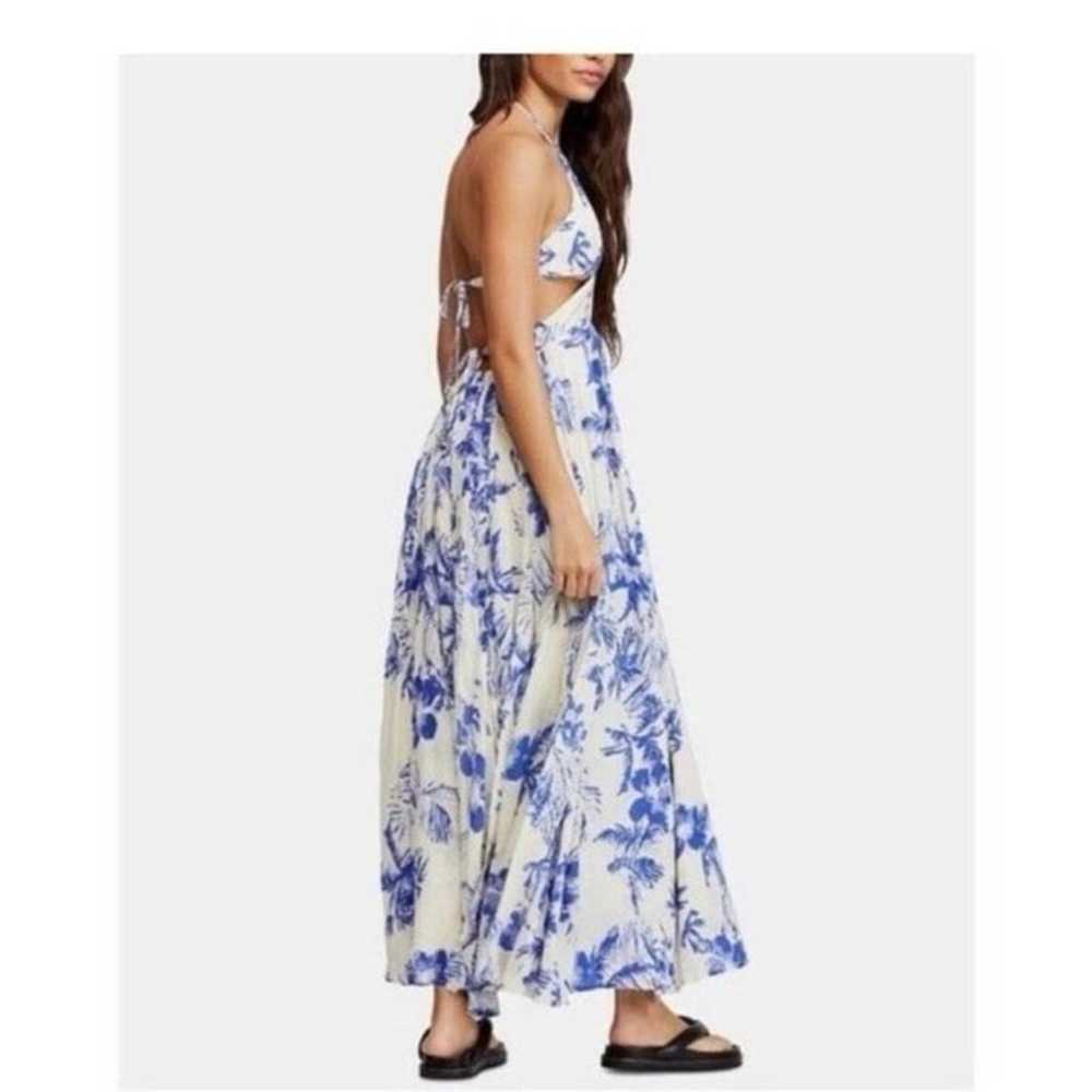 Free people lille blue and white floral tie-back-… - image 2