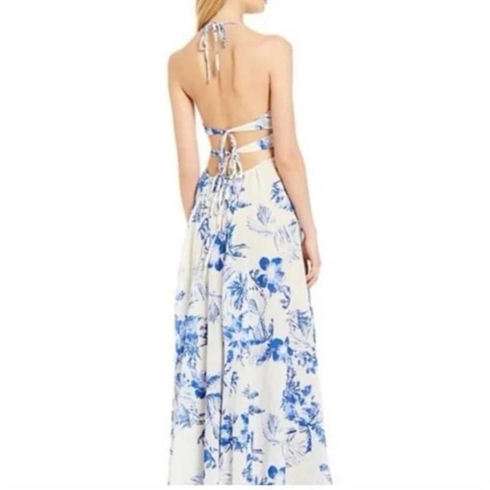 Free people lille blue and white floral tie-back-… - image 7