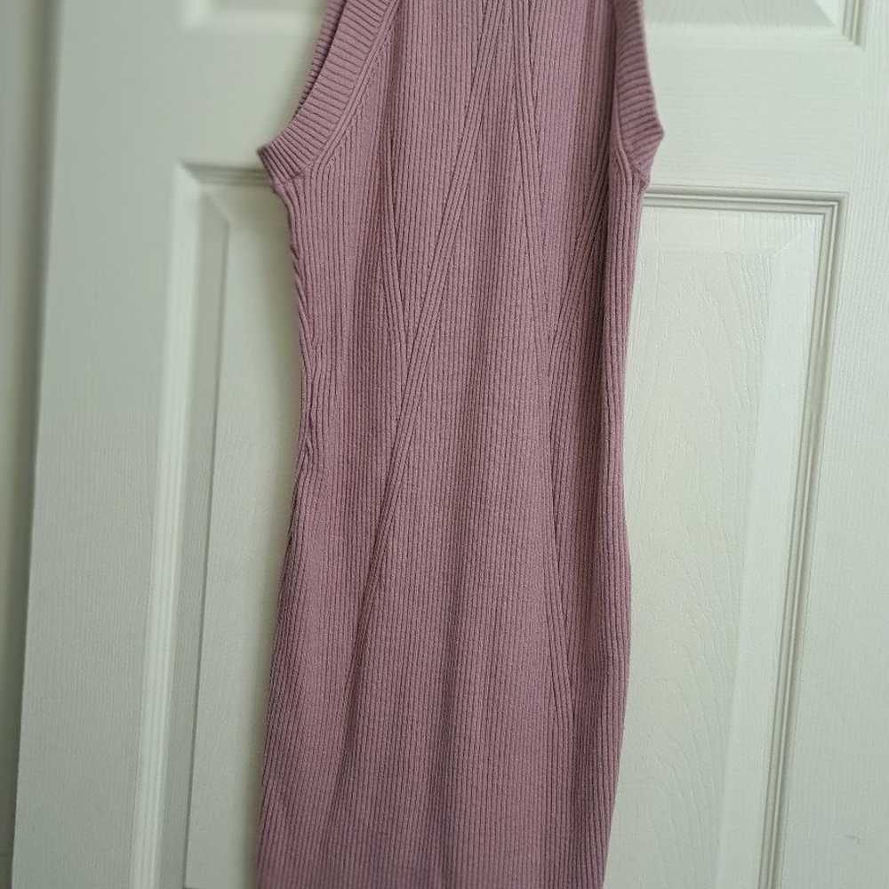 Mauve Pink Sleeveless Bodycon Ribbed Knit Dress 2… - image 3