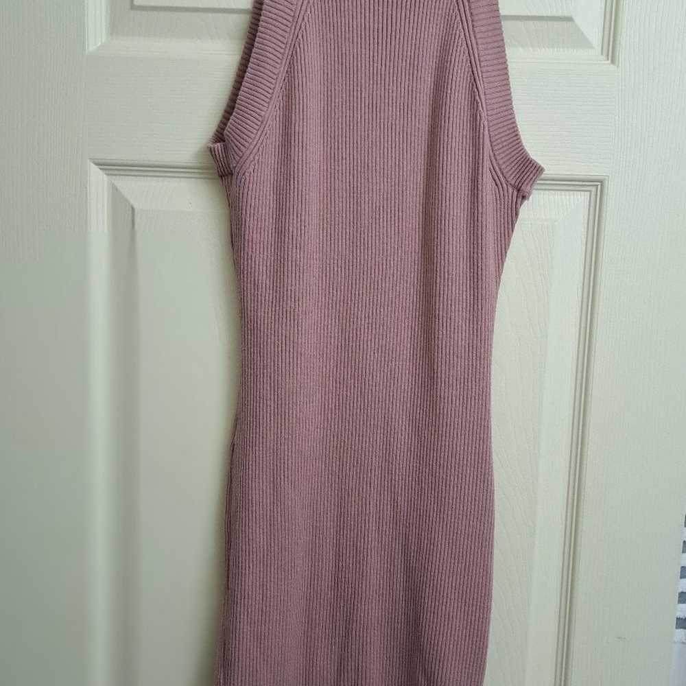 Mauve Pink Sleeveless Bodycon Ribbed Knit Dress 2… - image 5