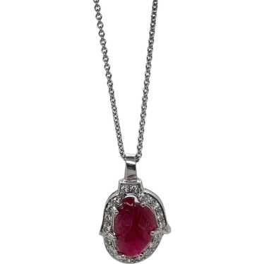 Platinum Ruby and Diamond Pendant