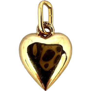 French 18K Gold Puffy Love Heart Charm Pendant