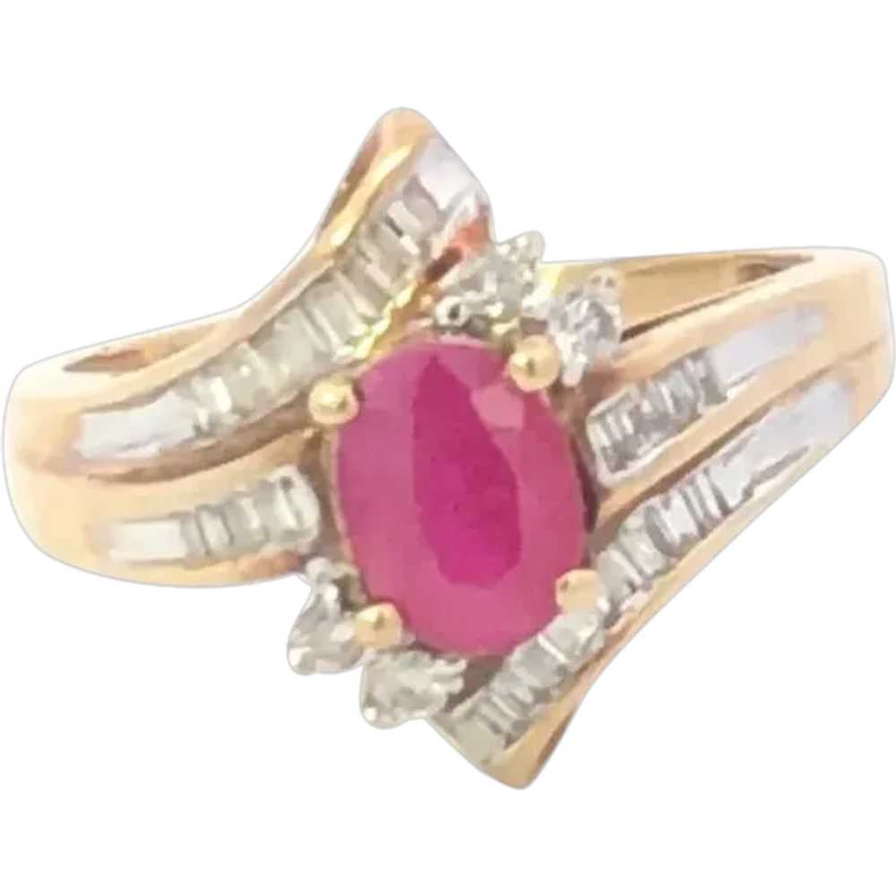 10K 1.05 Ctw Natural Ruby Ornate Bypass Ring Size… - image 1