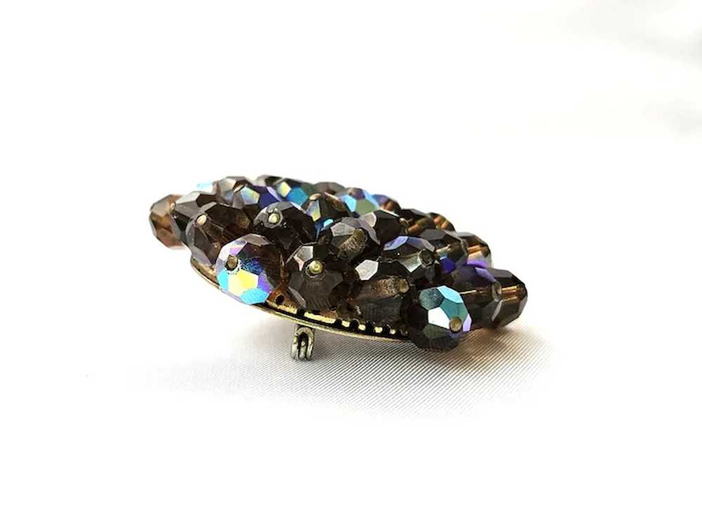 Vintage Topaz Aurora Borealis Beads Brooch Pin - image 2