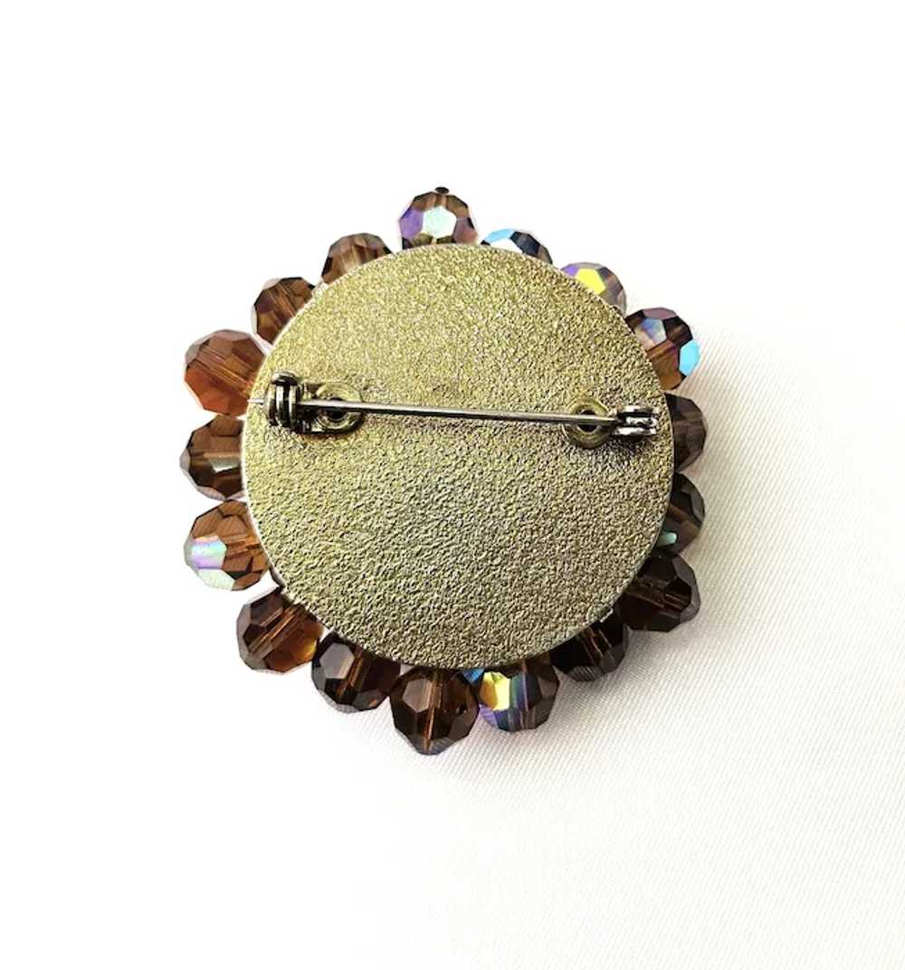 Vintage Topaz Aurora Borealis Beads Brooch Pin - image 3