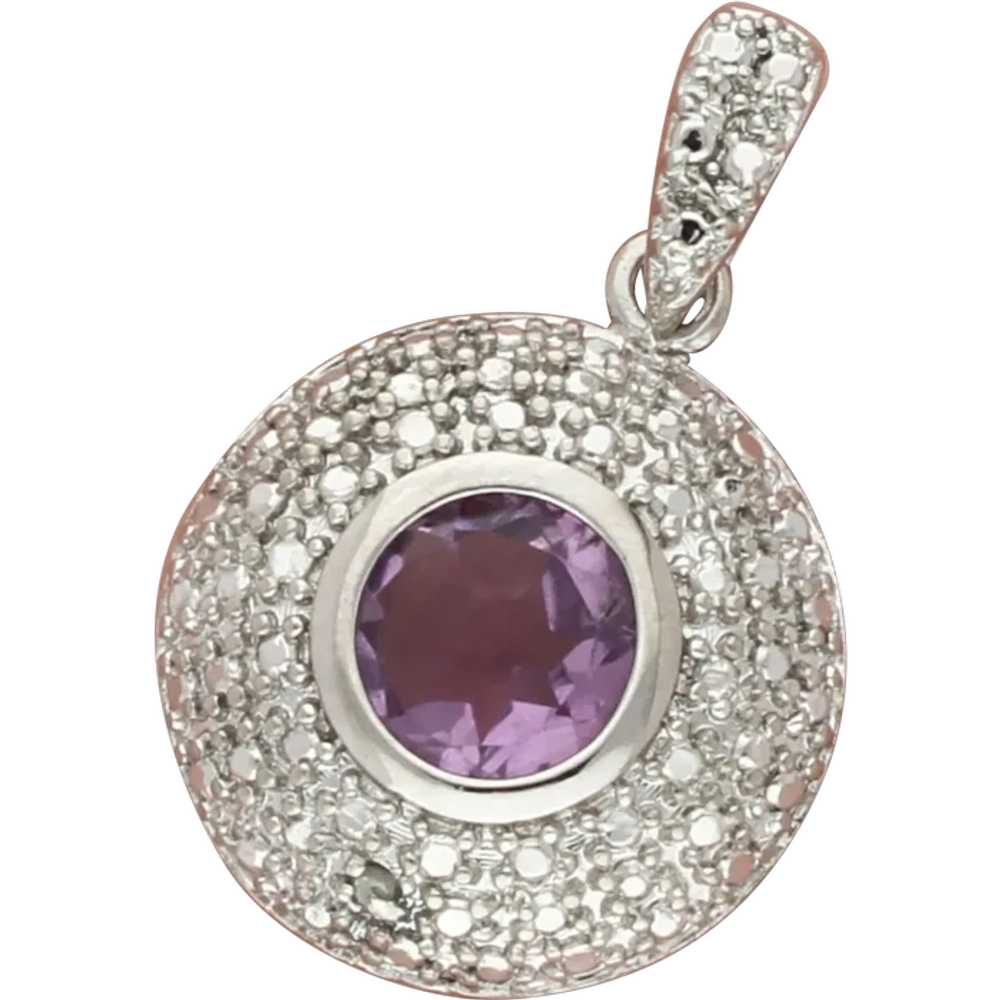 Sterling Silver Diamond Accent Purple Amethyst Pe… - image 1