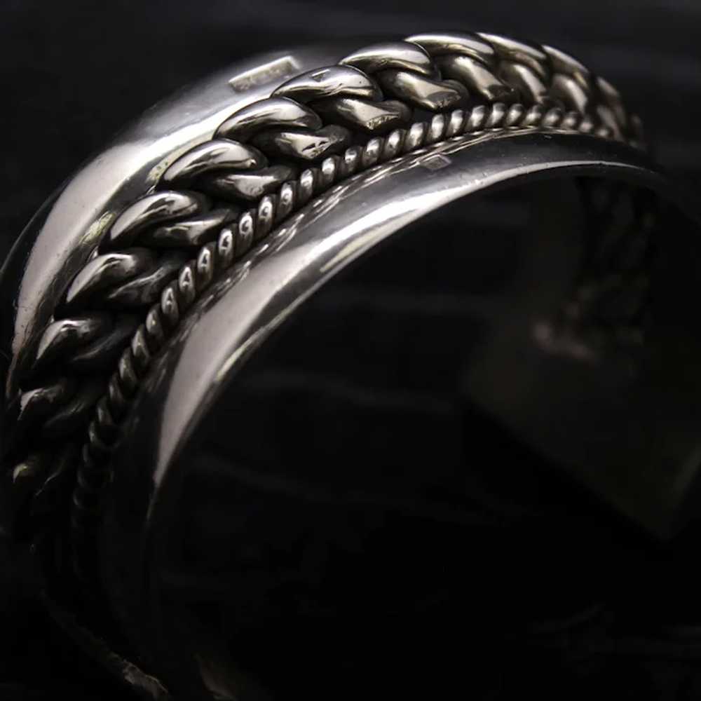 Egyptian Vintage Sterling Silver Heavy Large Cuff… - image 3