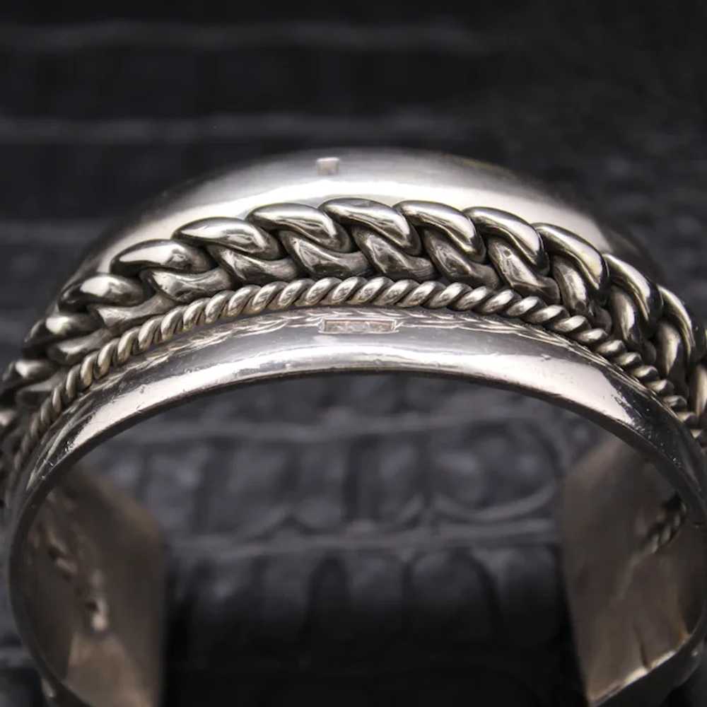 Egyptian Vintage Sterling Silver Heavy Large Cuff… - image 5