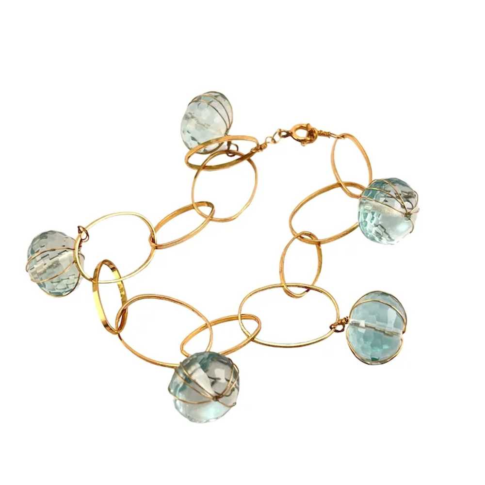 Gold Filled Pale Blue Glass Ball Wire Wrapped Dan… - image 8