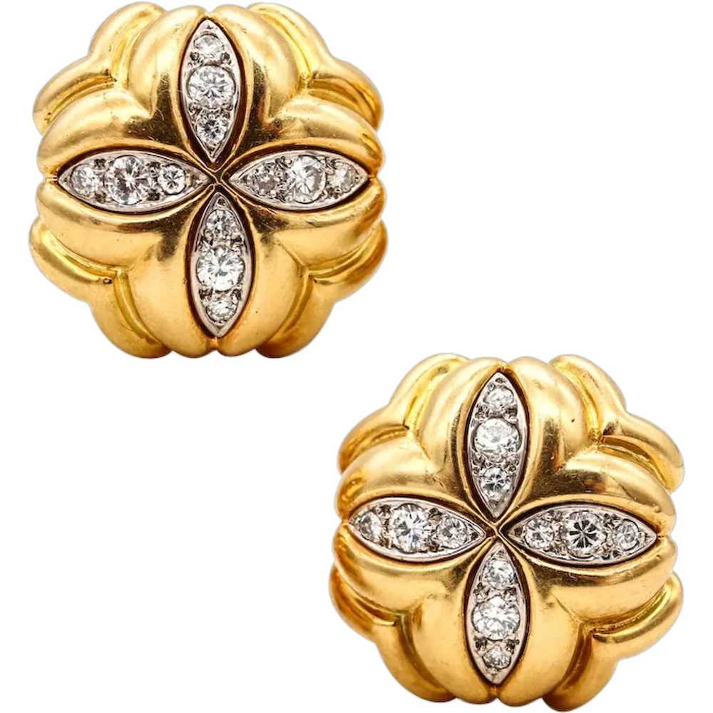 -Cartier 1970 Pair Of Clovers Clips Earrings In 1… - image 1
