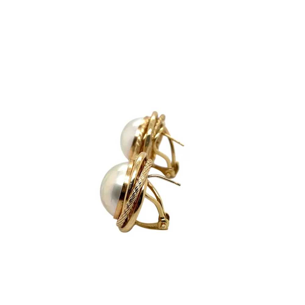 14K Yellow Gold Mother of Pearl Earring - image 2