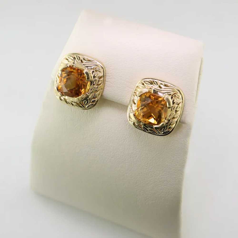 14K Yellow Gold Citrine Pierced Earrings - image 2