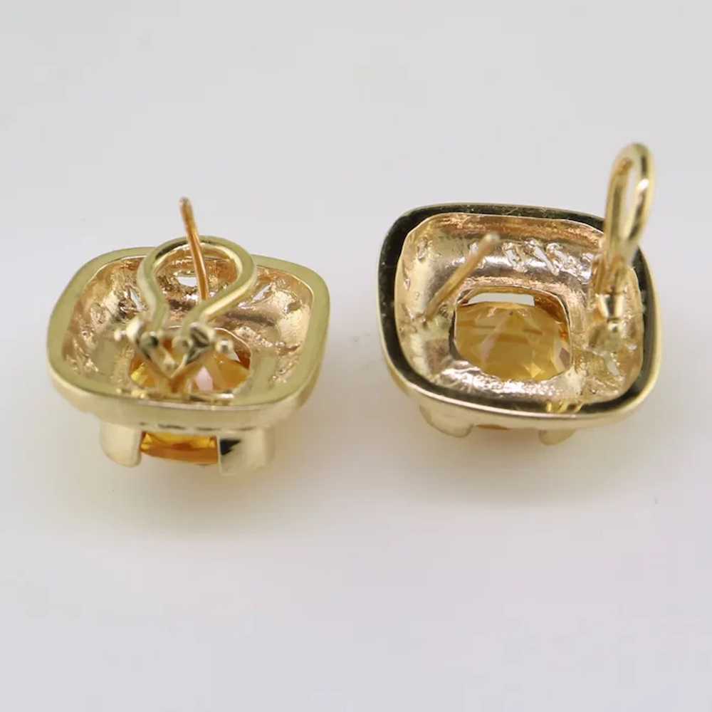 14K Yellow Gold Citrine Pierced Earrings - image 4