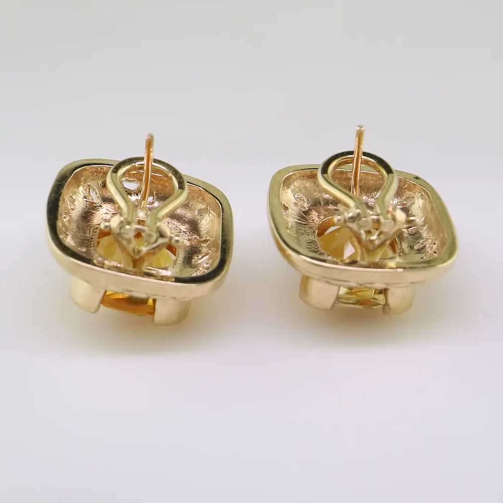 14K Yellow Gold Citrine Pierced Earrings - image 5