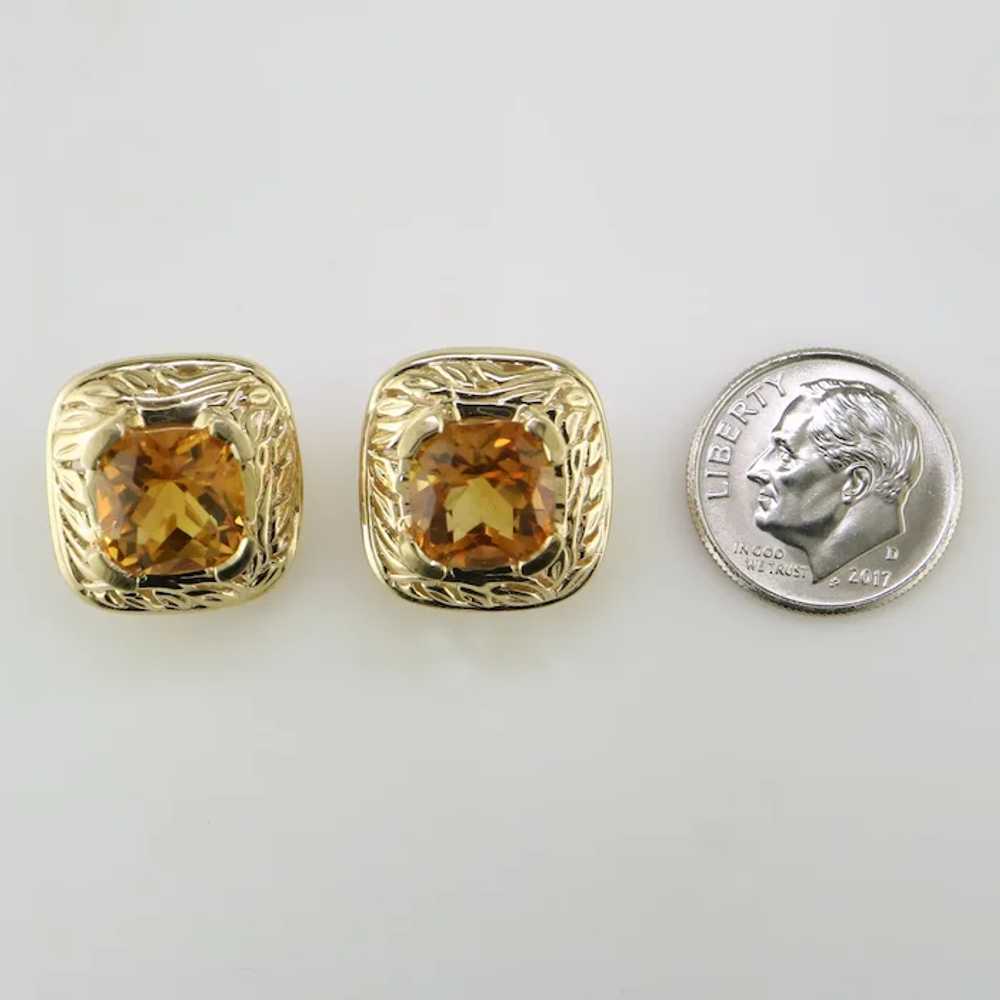 14K Yellow Gold Citrine Pierced Earrings - image 6