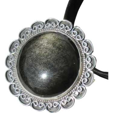 Golden Obsidian in Sterling Silver Pendant and Br… - image 1