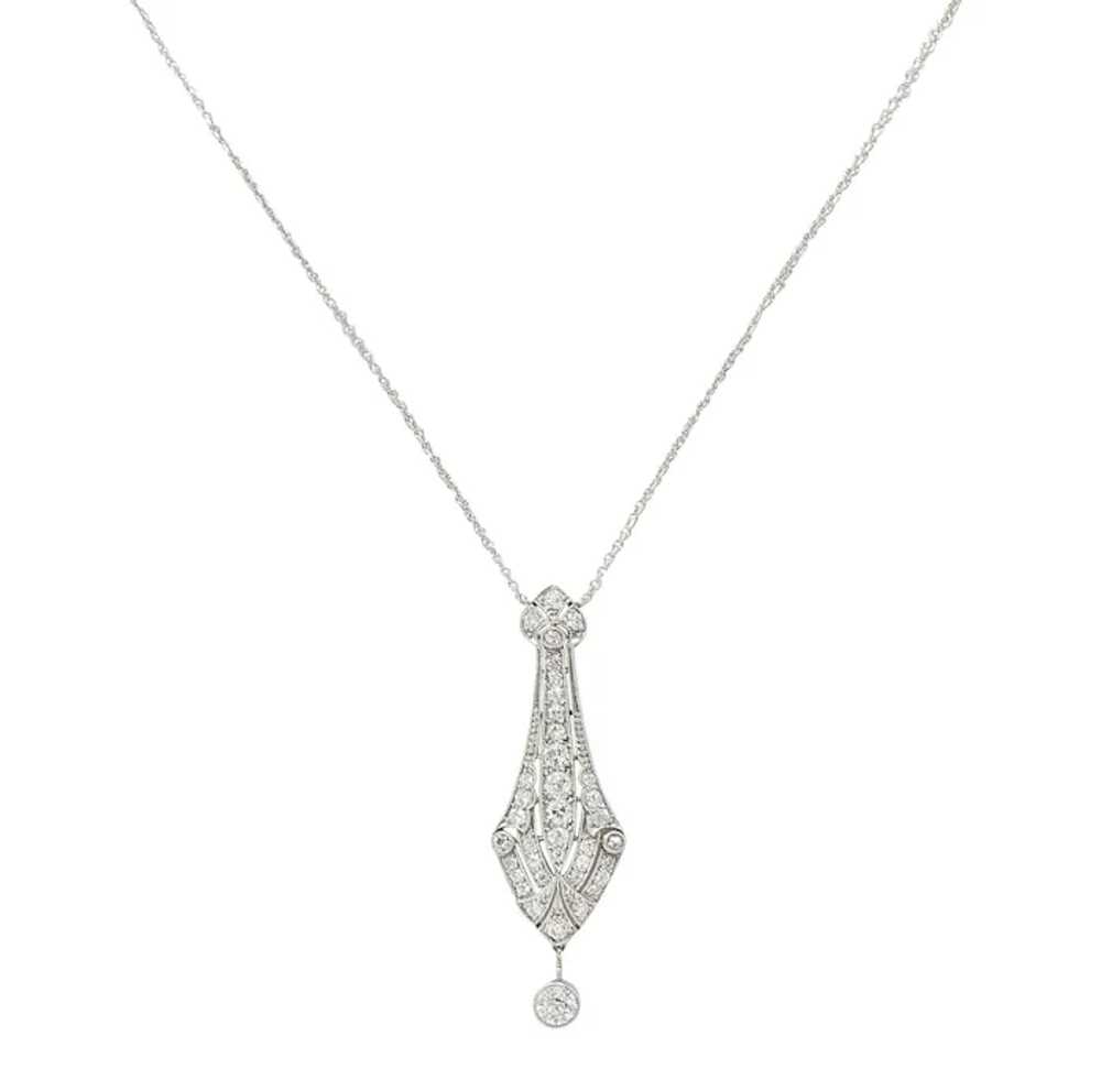 Art Deco Diamond Platinum 14 Karat Gold Pendant V… - image 10