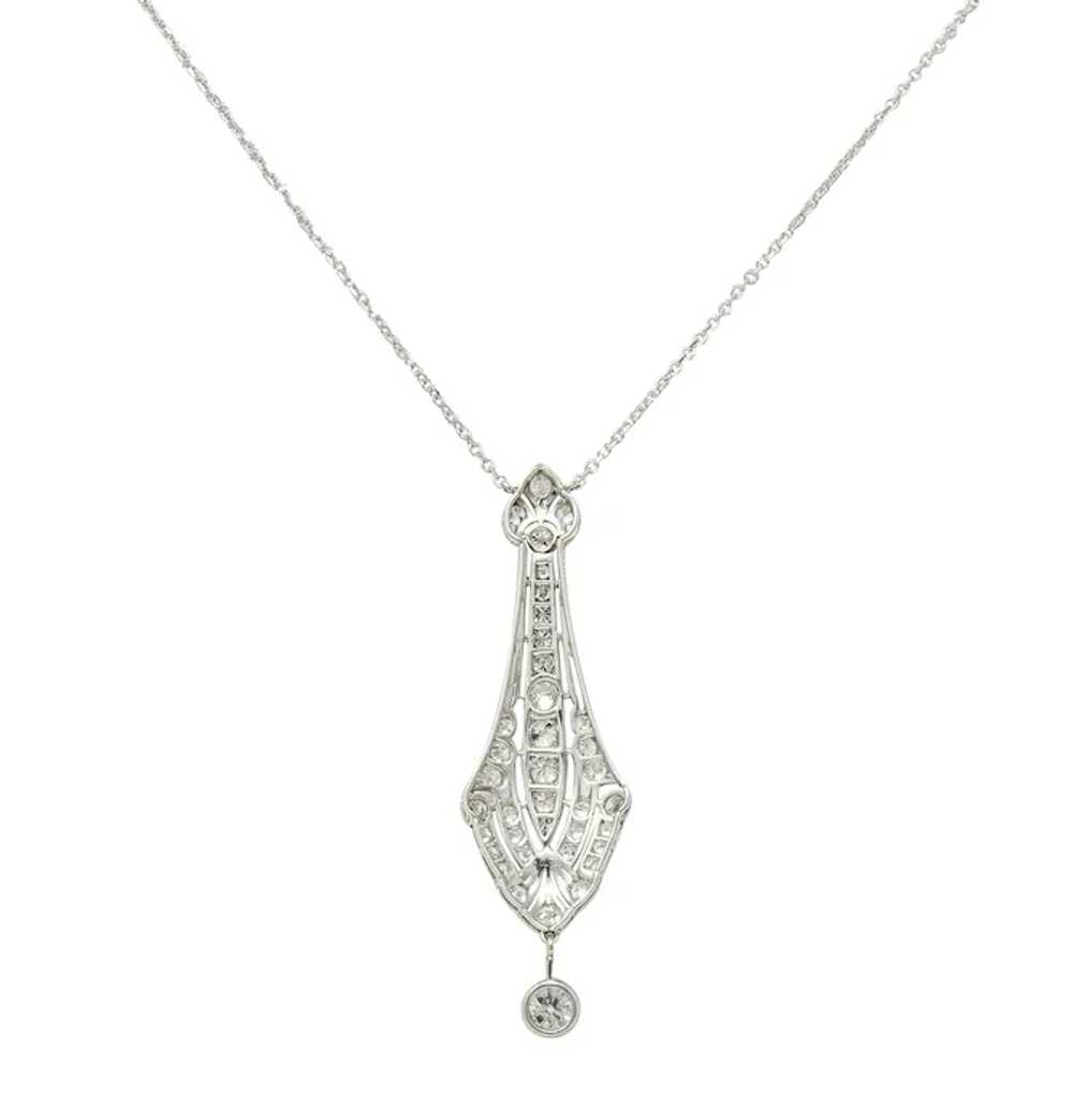 Art Deco Diamond Platinum 14 Karat Gold Pendant V… - image 7