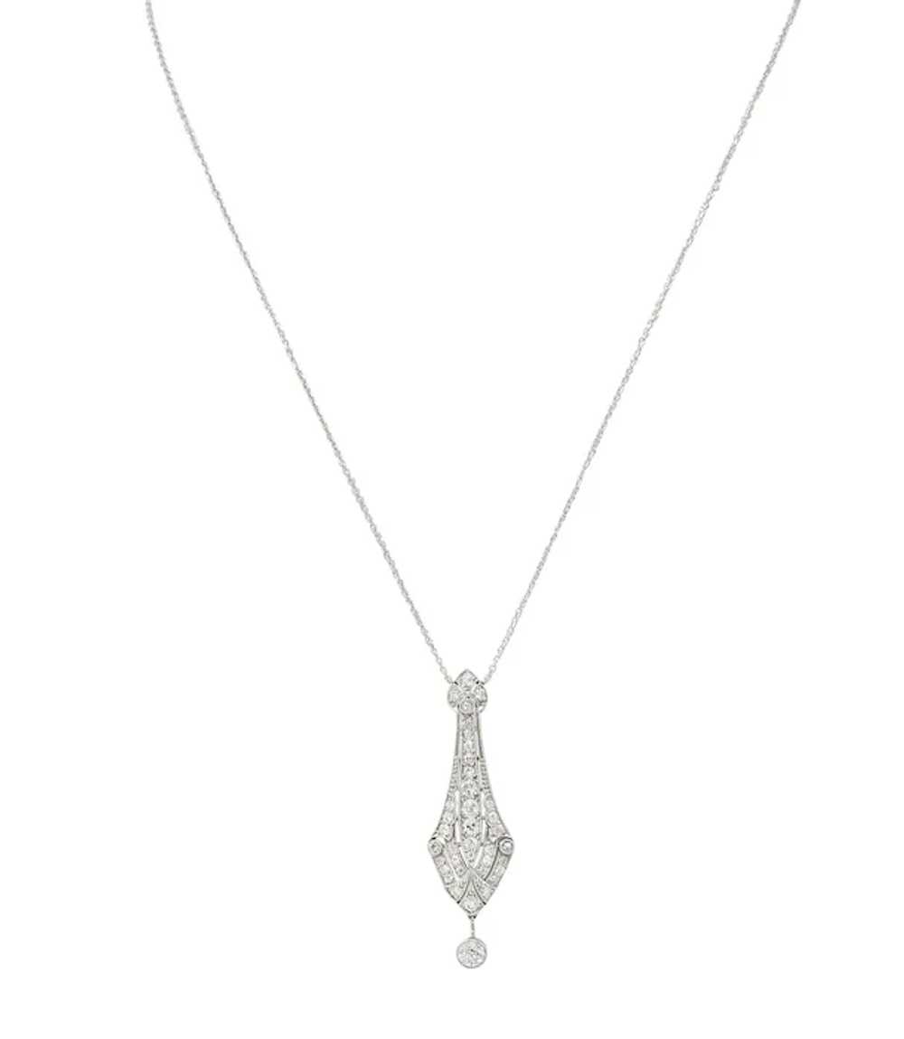 Art Deco Diamond Platinum 14 Karat Gold Pendant V… - image 8