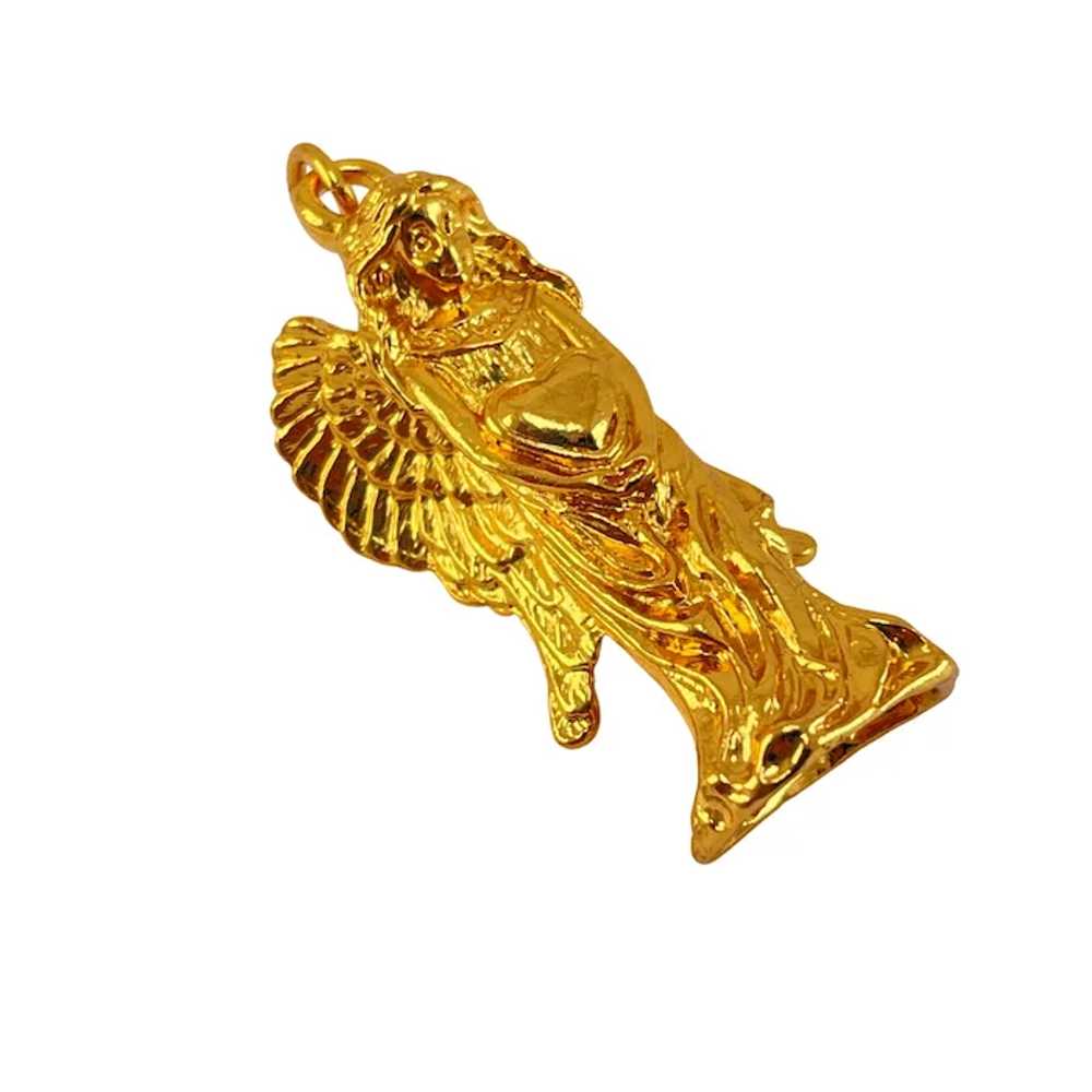 Kirks Folly Large Angel Pendant Yellow Gold Plate… - image 7