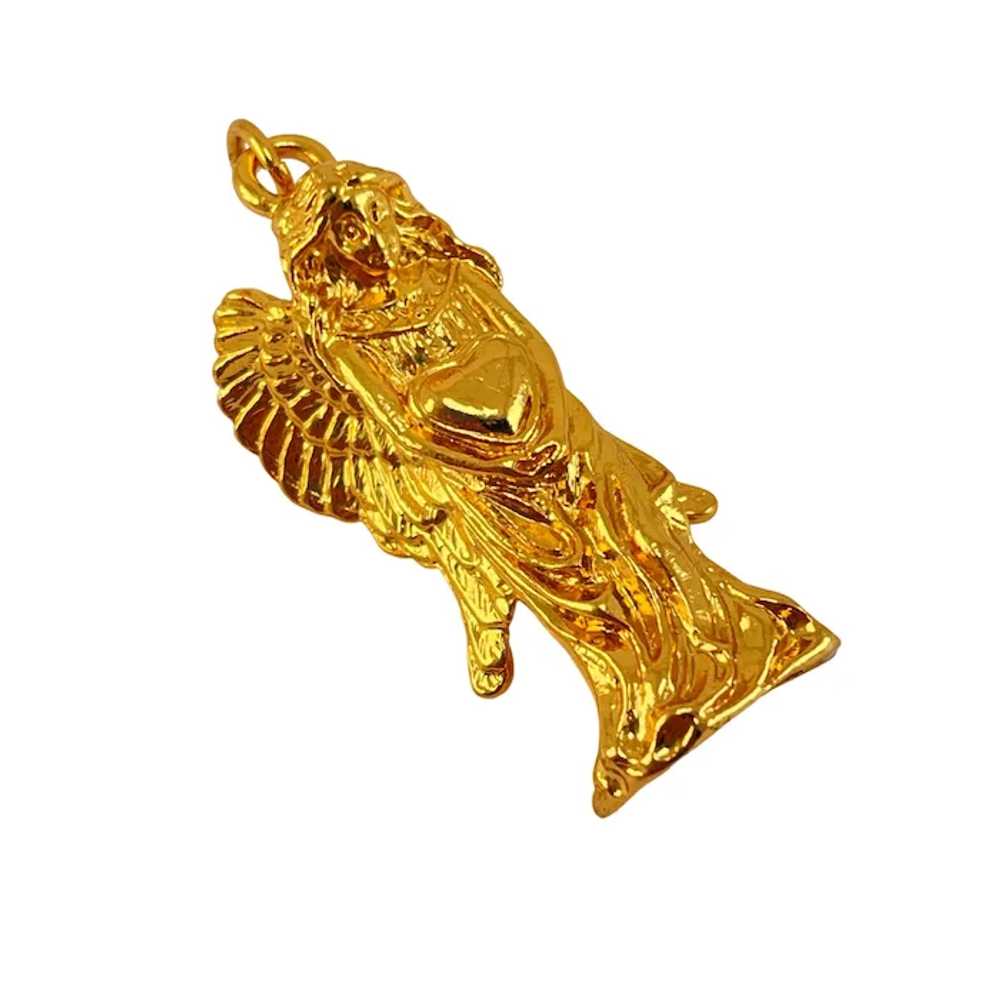 Kirks Folly Large Angel Pendant Yellow Gold Plate… - image 8
