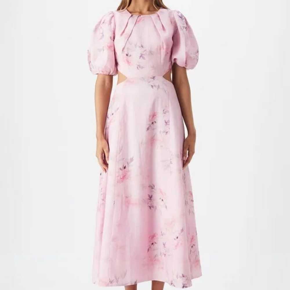 Bardot Size 10 Malina Floral Midi Dress Pink Flor… - image 1